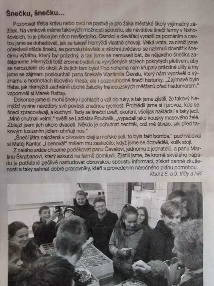 Napsali o nás: Šnečku, šnečku...